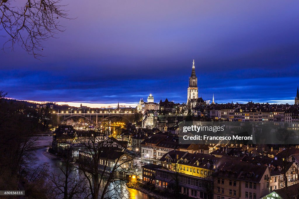 City of Bern by night, Switzerland