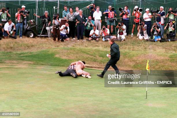 Streaker is stopped on the 18th Green at Royal Lytham