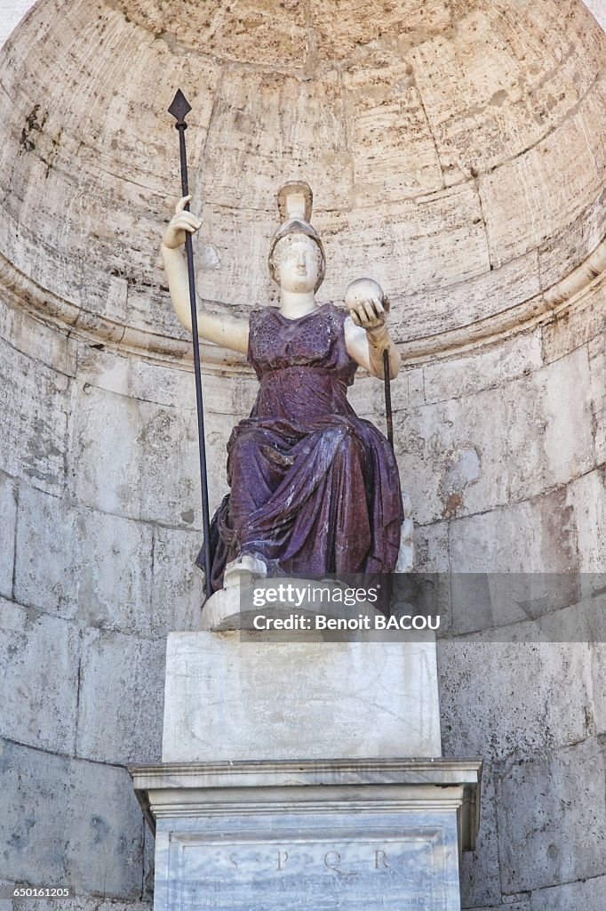 Statue of the goddess Rome, Piazza del Campidoglio, Rome, Lazio, Italy