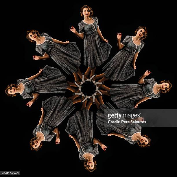 human kaleidoscope - multiple images of the same woman stock pictures, royalty-free photos & images