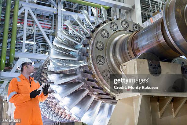 gas turbine under repair in gas-fired power station - turbine stock pictures, royalty-free photos & images