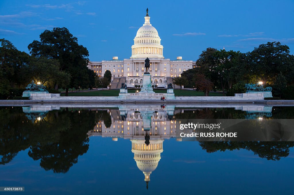 United States Capitol by night, Washington, USA
