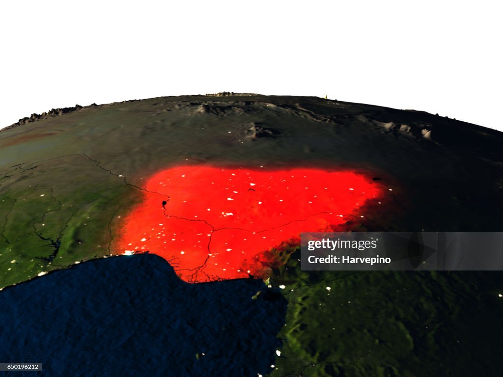 Nigeria desde el espacio por la noche