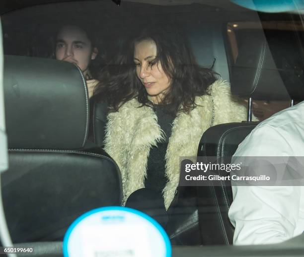 Actress Jennifer Sklias-Gahan and singer Ray Figliulo of Last Shelter band are seen leaving 'TimesTalks Presents Depeche Mode' at Jack H. Skirball...