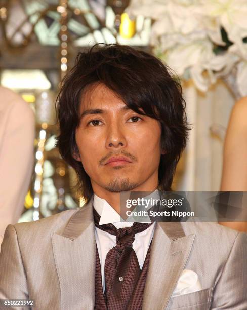 Actor Naohito Fujiki attends press conference of Fuji TV drama 'Last Cinderella' on April 4, 2013 in Tokyo, Japan.