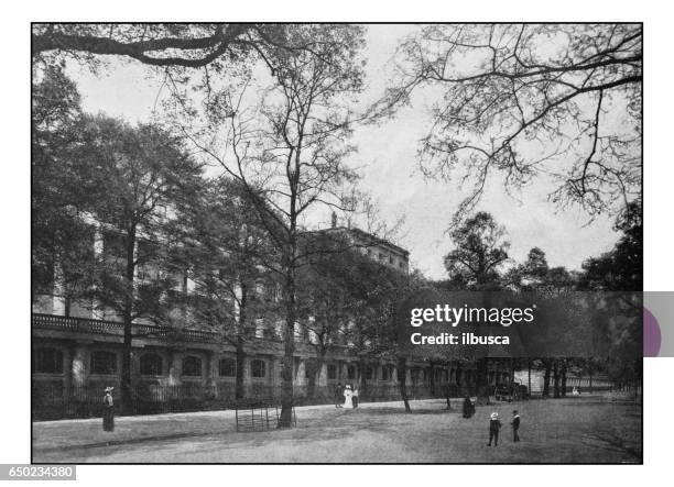 antique london's photographs: carlton house terrace - carlton gardens stock illustrations