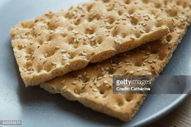 swedish whole wheat crisp bread - crispbread stock pictures, royalty-free photos & images