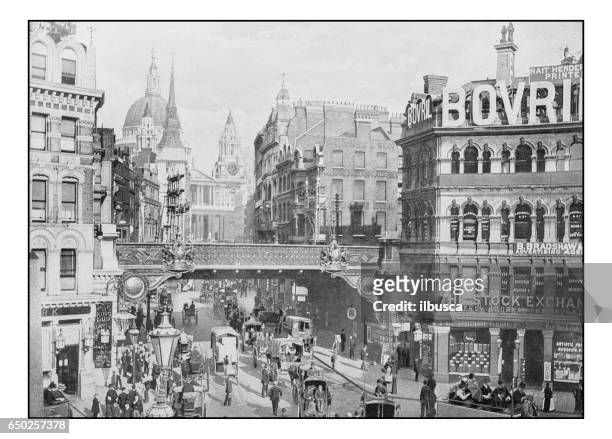 antique london's photographs: ludgate circus - ludgate circus stock illustrations