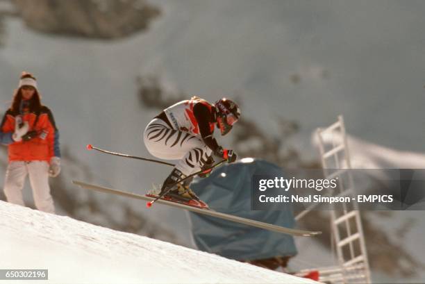 Katja Seizinger, Germany fastest in todays Womens downhill training