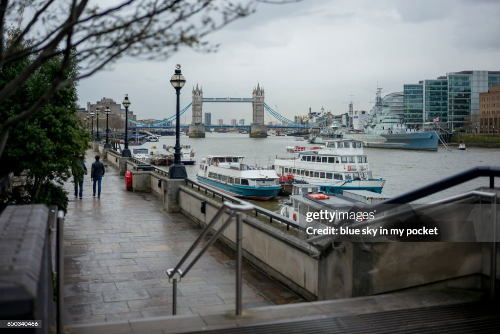 Tower bridge London on a over cast winters day