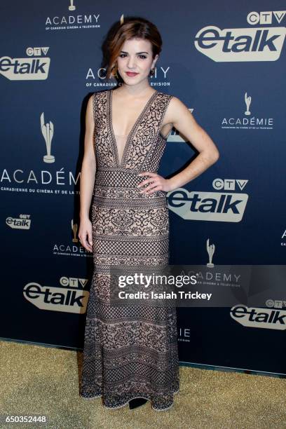 Brittany Raymond attends the 2017 Canadian Screen Awards Creative Fiction Gala at Westin Harbour Castle Hotel on March 8, 2017 in Toronto, Canada.