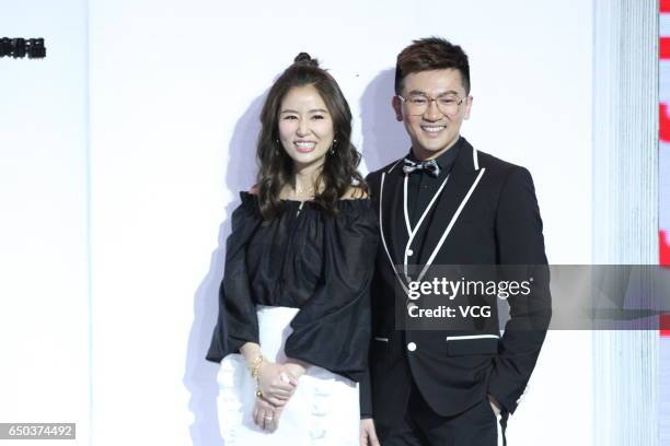 Actress Ruby Lin and director Alec Su attend the press conference of director Alec Su's film "the Devotion of Suspect X" on March 9, 2017 in Beijing,...