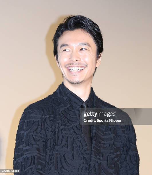 Actor Hiroki Hasegawa attends opening day stage greeting of film 'Godzilla Resurgence' on July 29, 2016 in Tokyo, Japan.
