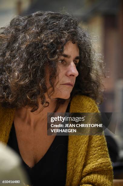 French Historian and specialist in right-wing extremism and negationism in France Valérie Igounet, speaks during an interview in Hayange, eastern...