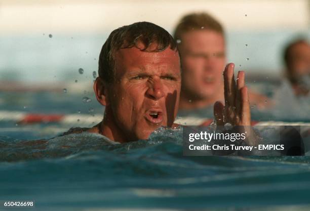 Alec Stewart finds the aqua-jogging tough going