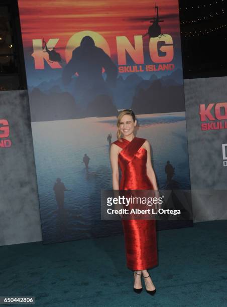 Actress Brie Larson arrives for the Premiere Of Warner Bros. Pictures' "Kong: Skull Island" held at Dolby Theatre on March 8, 2017 in Hollywood,...