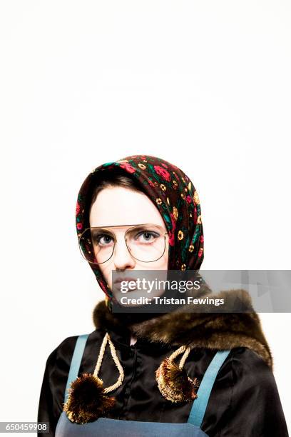 Model is seen backstage ahead of the Stella Jean show during Milan Fashion Week Fall/Winter 2017/18 on February 26, 2017 in Milan, Italy.