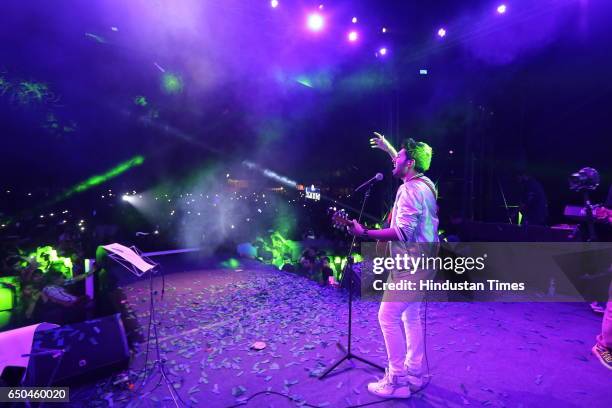 Bollywood singer Arman Malik performs during the Crossroads 2017 - the fest of Shri Ram College of Commerce , on March 7, 2017 in New Delhi, India.