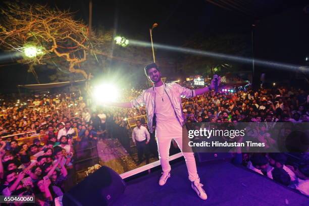 Bollywood singer Arman Malik performs during the Crossroads 2017 - the fest of Shri Ram College of Commerce , on March 7, 2017 in New Delhi, India.