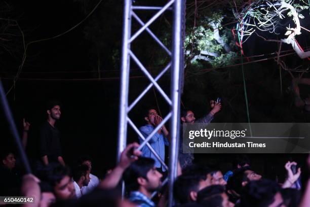 Students enjoy the performance of Bollywood singer Arman Malik during the Crossroads 2017 - the fest of Shri Ram College of Commerce , on March 7,...