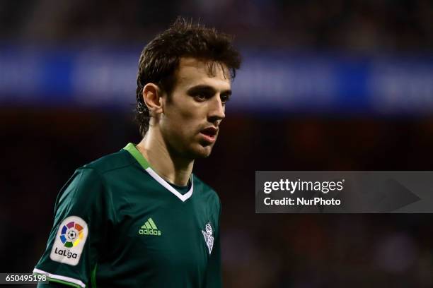 Ruben Pardo midfielder of Real Betis Balompie during the La Liga Santander match between Deportivo de La Coruña and Real Betis Balompie at Riazor...