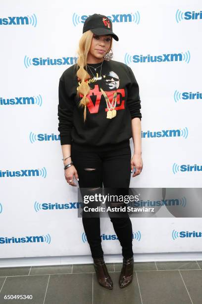 Singer Faith Evans visits the SiriusXM Studios on March 9, 2017 in New York City.