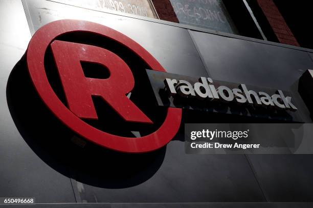 View of a RadioShack storefront in the Chelsea neighborhood, March 9, 2017 in New York City. RadioShack has filed for bankruptcy for the second time...