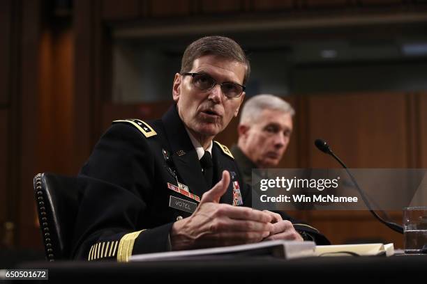 Central Command Commander Army Gen. Joseph Votel testfies before the Senate Armed Services Committee March 9, 2017 in Washington, DC. Votel updated...