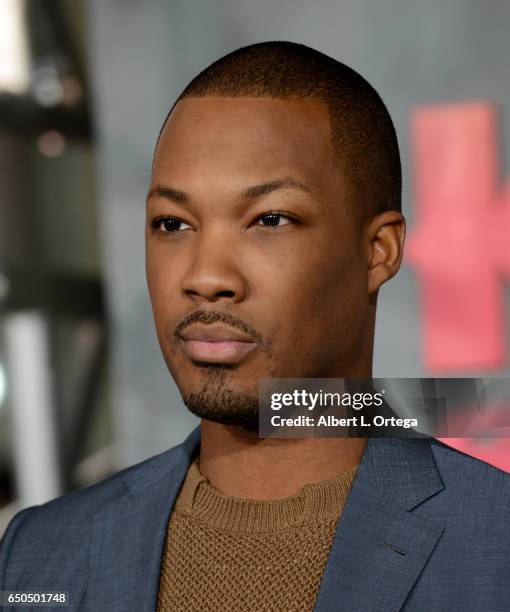 Actor Corey Hawkins arrives for the Premiere Of Warner Bros. Pictures' "Kong: Skull Island" held at Dolby Theatre on March 8, 2017 in Hollywood,...