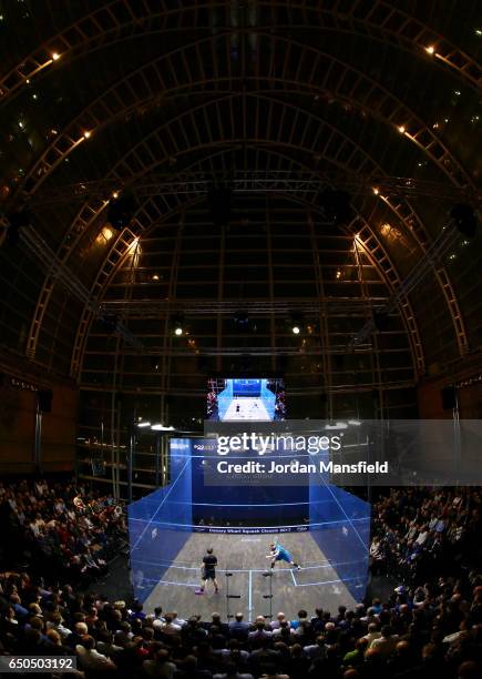 General view of the court during the semi-final match between Nick Matthew of England and Paul Coll of New Zealand during day four of the Canary...