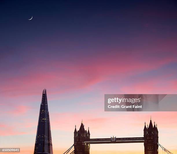 moonrise shard building. - high section stock pictures, royalty-free photos & images