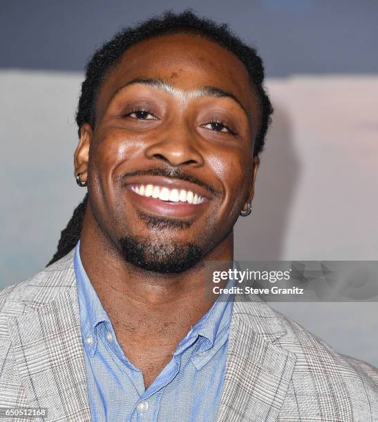 Player Paul Perkins arrives at the Premiere Of Warner Bros. Pictures' "Kong: Skull Island" at Dolby Theatre on March 8, 2017 in Hollywood, California.