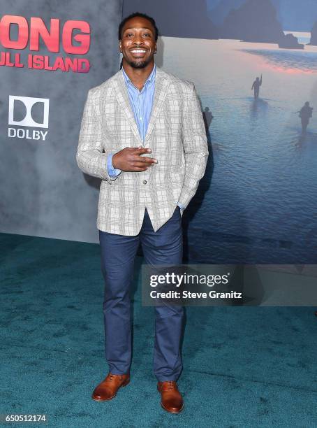 Player Paul Perkins arrives at the Premiere Of Warner Bros. Pictures' "Kong: Skull Island" at Dolby Theatre on March 8, 2017 in Hollywood, California.