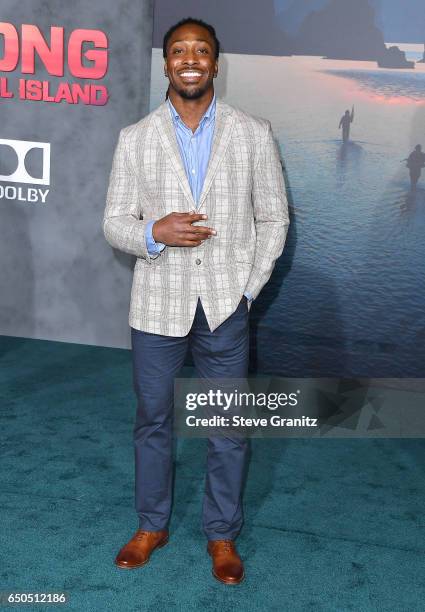 Player Paul Perkins arrives at the Premiere Of Warner Bros. Pictures' "Kong: Skull Island" at Dolby Theatre on March 8, 2017 in Hollywood, California.