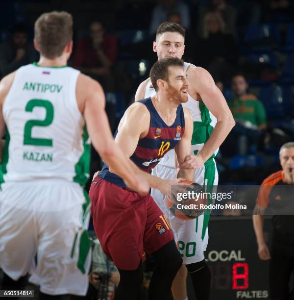 Victor Claver, #10 of FC Barcelona Lassa in action during the 2016/2017 Turkish Airlines EuroLeague Regular Season Round 25 game between FC Barcelona...