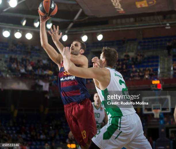 Stratos Perperoglou, #33 of FC Barcelona Lassa in action during the 2016/2017 Turkish Airlines EuroLeague Regular Season Round 25 game between FC...
