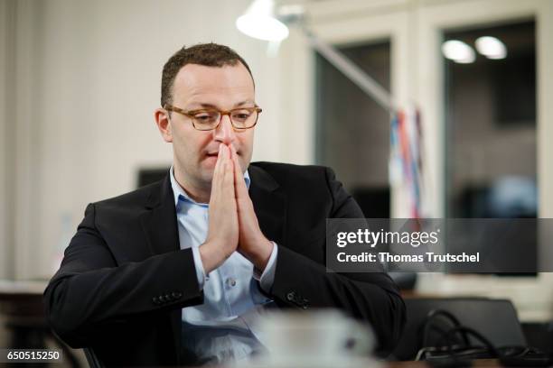 Jens Spahn, Germany's deputy finance minister, gestures during an Interview on March 06, 2017 in Berlin, Germany.