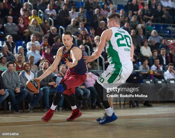 Marcus Eriksson, #20 of FC Barcelona Lassa in action during the 2016/2017 Turkish Airlines EuroLeague Regular Season Round 25 game between FC...