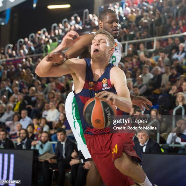 Aleksandar Vezenkov, #14 of FC Barcelona Lassa in action during the 2016/2017 Turkish Airlines EuroLeague Regular Season Round 25 game between FC...