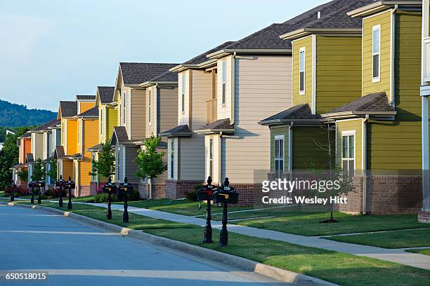 town homes in a new residential neighborhood - new pavement stock pictures, royalty-free photos & images