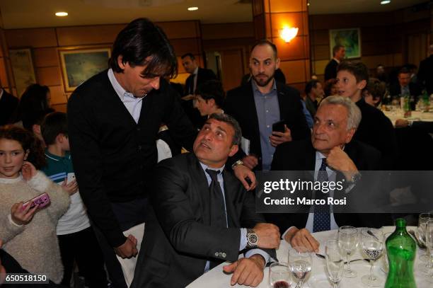 Lazio head coach Simone Inzaghi and SS Lazio Club Manager Angelo Peruzzi during the Meet Lazio Club Quirinale Members on March 9, 2017 in Rome, Italy.