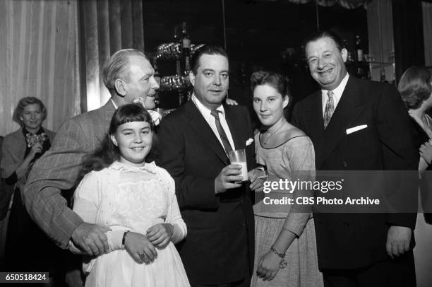 Linda Gleason, Unidentified, Jackie Gleason, Geraldine Gleason and Toots Shor celebrate at "The Jackie Gleason Show" after party at Toots Shors...