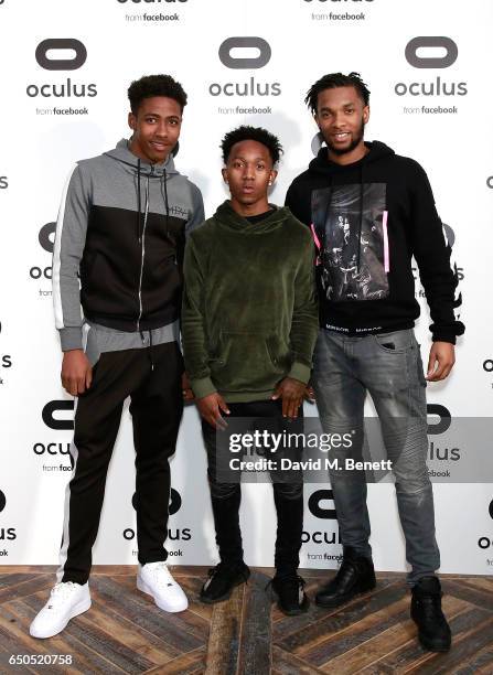 Chelsea footballers Josimar Quintero, Kayne Ramsay and Kasey Palmer attend the Oculus Game Days VIP opening night, hosted by the Facebook owned...