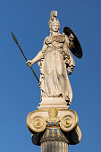 Athena goddess statue in front of Academy of Athens, Greece