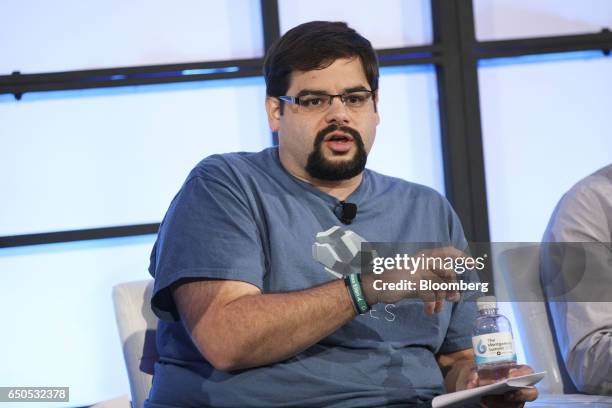 Brad Herman, chief technology officer & co-founder of Spaces Inc., speaks during the Montgomery Summit in Santa Monica, California, U.S., on...