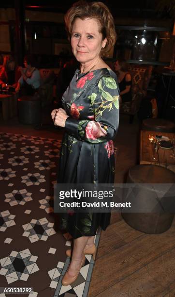 Imelda Staunton attends the press night after party for "Who's Afraid Of Virginia Woolf?" at 100 Wardour St on March 9, 2017 in London, England.