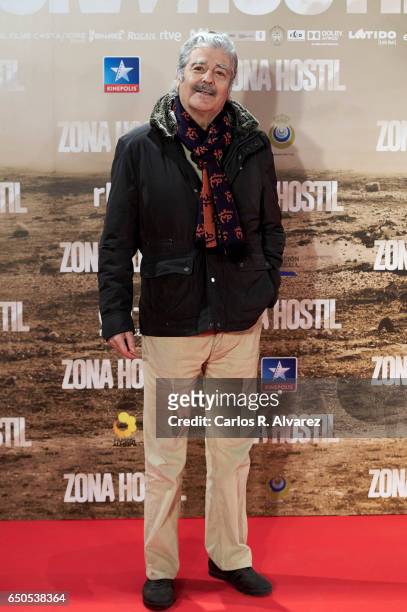 Actor Maximo Valverde attends 'Zona Hostil' premiere at the Kinepolis cinema on March 9, 2017 in Madrid, Spain.