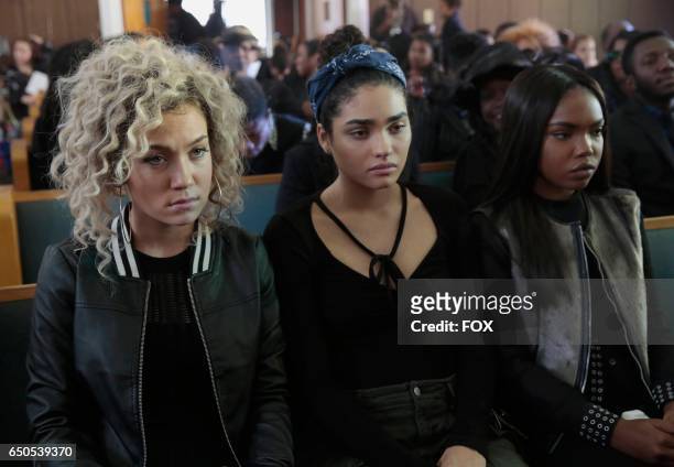 Jude Demorest, Brittany O'Grady and Ryan Destiny in the "Black Wherever I Go" episode of STAR airing Wednesday, Feb. 8 on FOX.