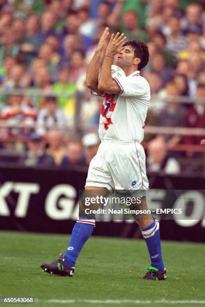 Aljosa Asanovic of Croatia shows his frustration as Croatia go down 2-0 in Ireland