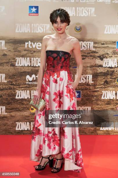 Spanish actress Irene Arcos attends 'Zona Hostil' premiere at the Kinepolis cinema on March 9, 2017 in Madrid, Spain.